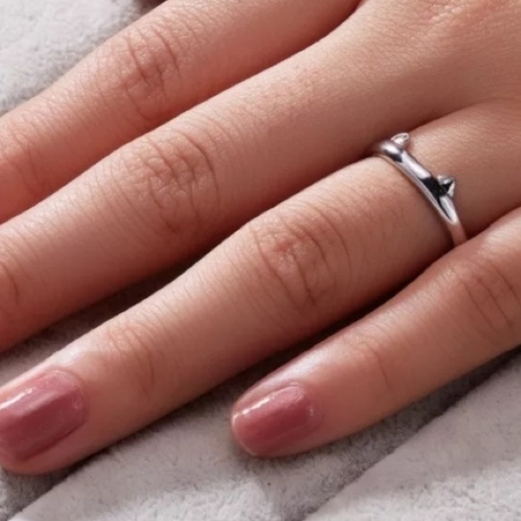 Silver Cat Kitty Ears & Paw Ring New! Adjustable - Picture 2 of 5